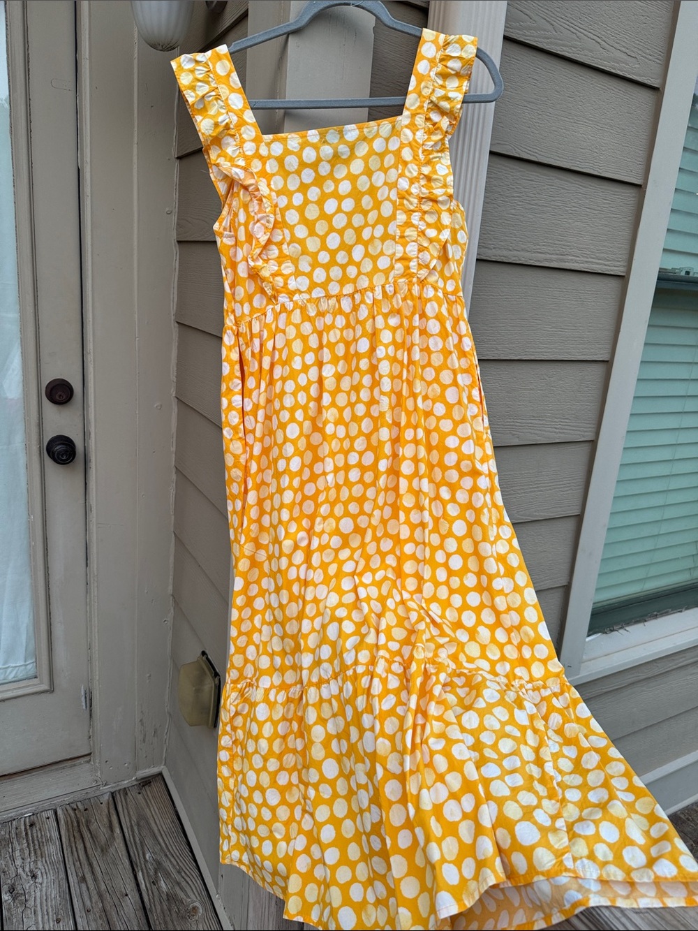 Who What Wear Yellow and White Polka Dot Maxi Dress